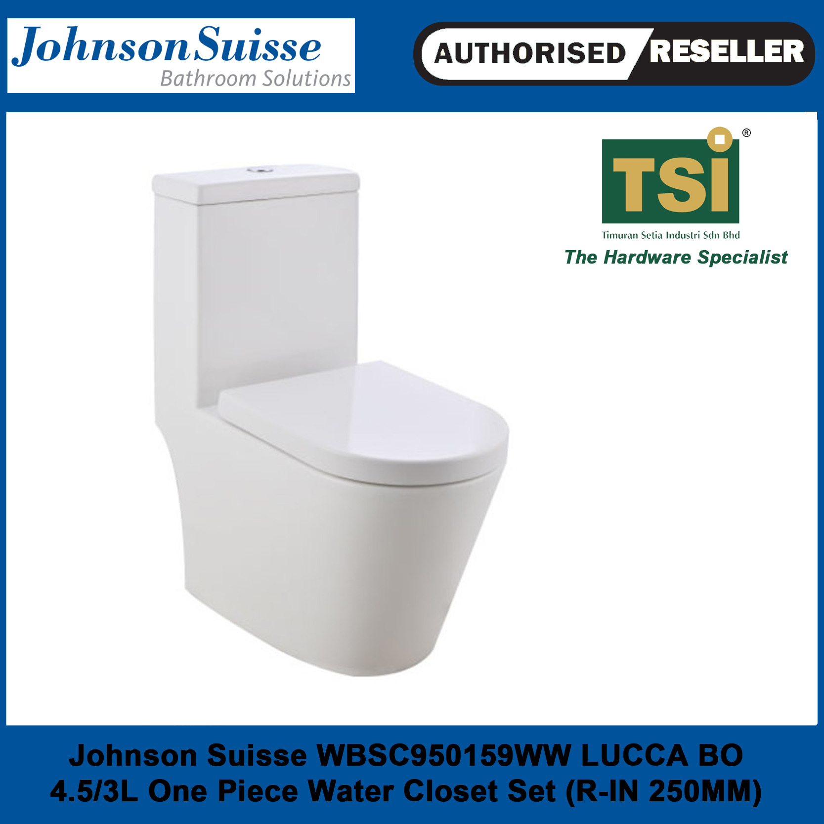 JOHNSON SUISSE WBSC950159WW LUCCA BO 4.5/3L One Piece Water Closet Set