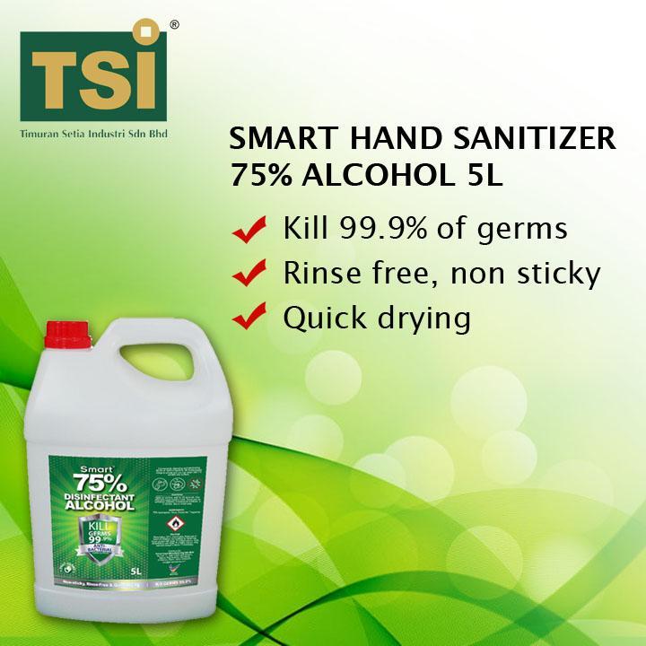 READY STOCK! Smart Hand Sanitizer Disinfectant Alcohol 75 5L Anti